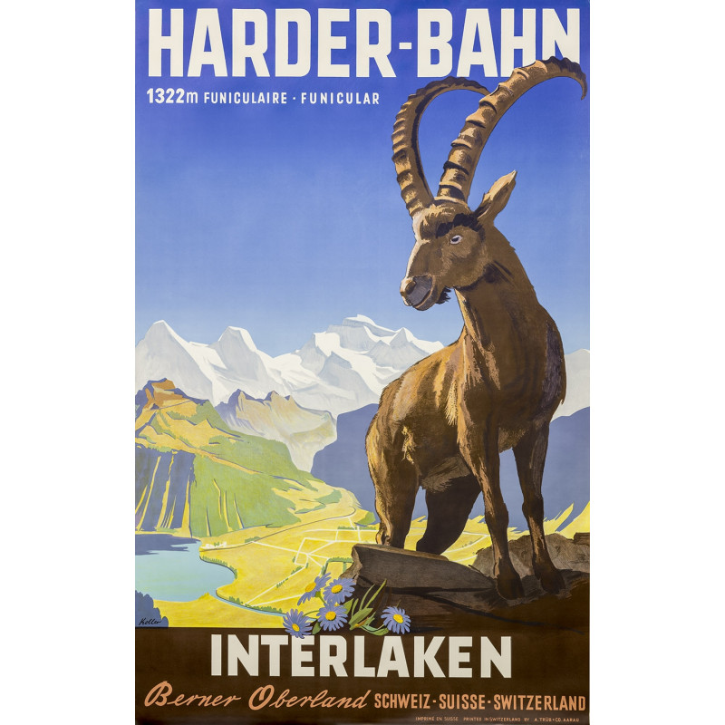 Nostalgic Poster Harder railway mountain ibex