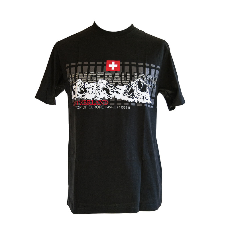 T-shirt Jungfraujoch Official Collection, homme, noir avec imprimé tendance 